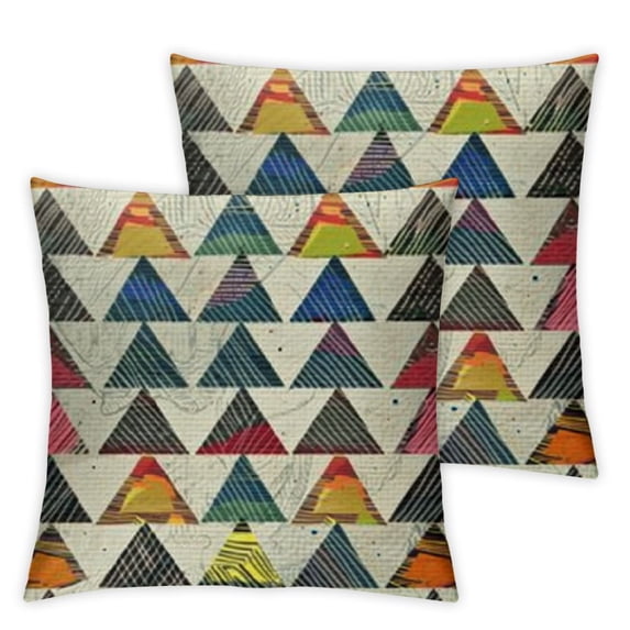 BANET Throw Pillow Cover Set of 2, Abstract Hand Drawn Triangles with Modern Native Style Illustration, Decorative Square Covers for Couch Bed & Sofa,Taupe 12x12in