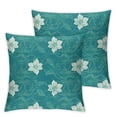 thumbnail image 1 of BANET Throw Pillow Cover Set of 2, Motifs of The with Geometric Composition Far East Asia, Decorative Square Covers for Couch Bed &amp; Sofa, Teal Pale Blue White 20x20in, 1 of 7