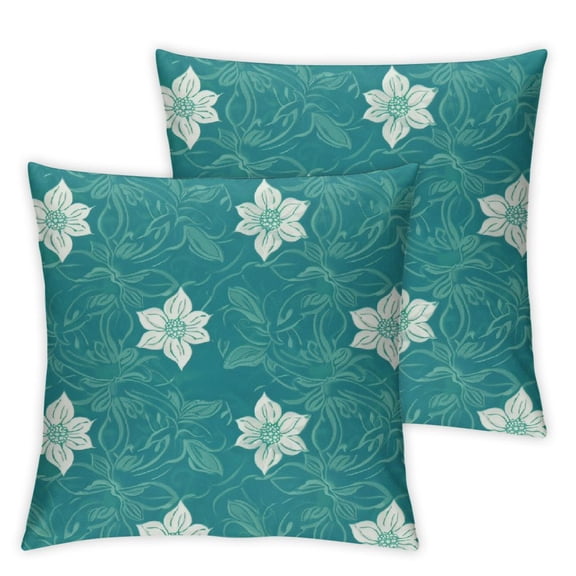 BANET Throw Pillow Cover Set of 2, Motifs of The with Geometric Composition Far East Asia, Decorative Square Covers for Couch Bed &amp; Sofa, Teal Pale Blue White 20x20in