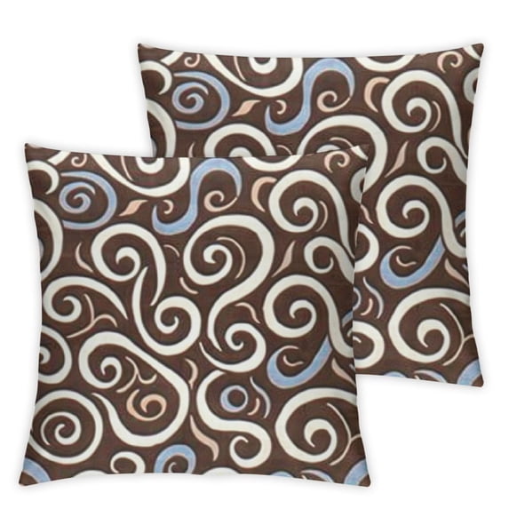 BANET Throw Pillow Cover Set of 2, Ornamental Motif with Spring Toned Inspirational Flowers Print, Decorative Square Covers for Couch Bed & Sofa,Dark Orange Sand Brown 22x22in