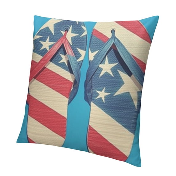 BANET Throw Pillow Covers American Flag Decorative Pillow Case Red and White Flip-Flops Pattern Pillow Cover Square Home Decor Cushion Cover, 20x20in