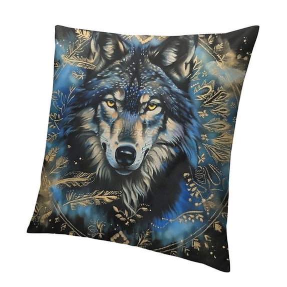 BANET Throw Pillow Covers, Boho Totem Wolf Couch Pillows with Zipper Soft and Cozy Short Plush Pillowcase for Couch, Sofa, Chair, Car 18x18in