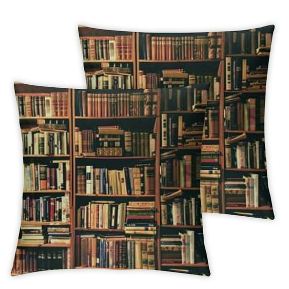 BANET Throw Pillow Covers Book Case Decor Square Pillow Cases Set of 2 for Decorative Cushion Bed Couch Sofa 12x12in