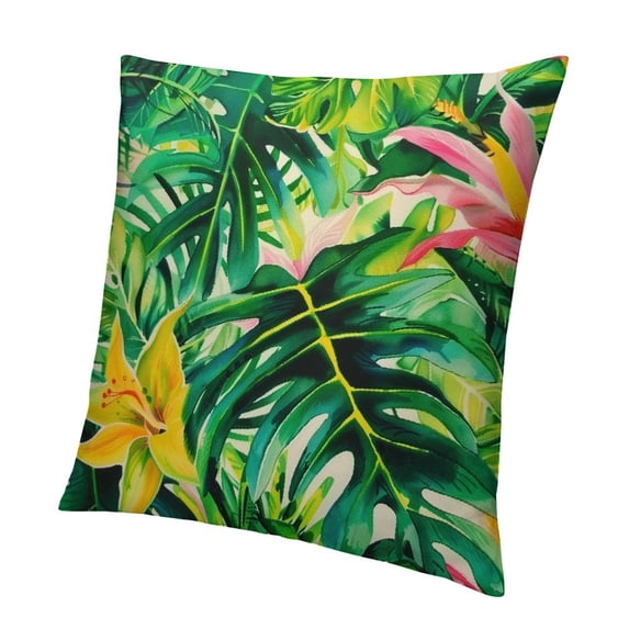 BANET Throw Pillow Covers Colorful Tropical Leaves Plants Pillow Cover Square Pillow Case Cushion for Home Decor Sofa Couch Pillowcase 18x18in