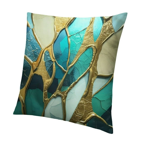 BANET  Throw Pillow Covers Gold Glitters Marble Turquoise Luxury Texture Decorative Cushions Cover, Soft &amp; Breathable Short Plush Pillowcase for Bedroom Sofa Home Decor 12x12in