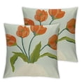 thumbnail image 1 of BANET Throw Pillow Covers Pack of 2 Orange Flower Pillowcases Pillow Covers for Couch Canvas Cushion Cover Square Farmhouse Floral Decor Pillow Case 18x18in, 1 of 7