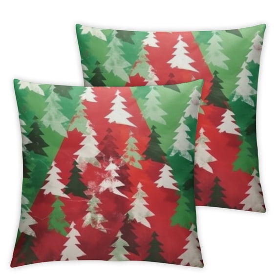 BANET Throw Pillow Covers,Set of 2 Pillowcase Decor for Couch Sofa Bedroom Car Living Room,Christmas Tree Seamless Pattern 12x12in