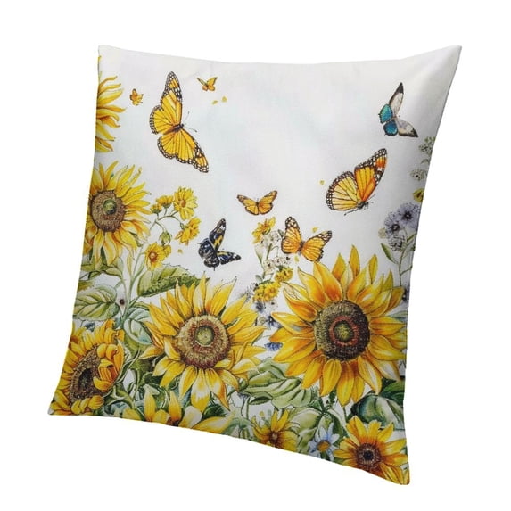 BANET Throw Pillow Covers, Summer Farmhouse Watercolor Floral Print Square Short Plush Pillowcase Soft Decorative Cushion Case for Sofa Bedroom Car 12x12in