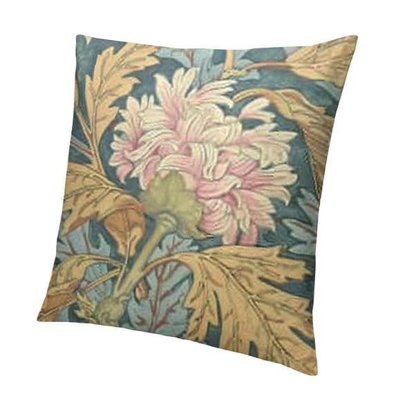 BANET Throw Pillow Covers , Vintage Green Leaves Pattern Square Decorative Cushion Covers, Home Pillow Case for Sofa Couch White