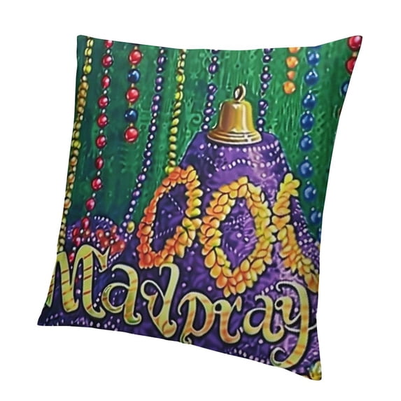 BANET Throw Pillow Cushion Cover, Beads and Theme Design Fun Print, Decorative Square Accent Pillow Case, Purple Marigold 24x24in
