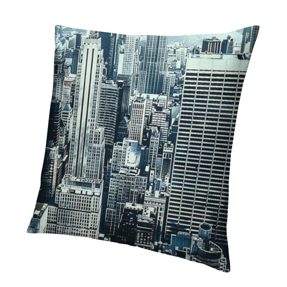 BANET Throw Pillow Cushion Cover, Design Theme of Skyscrapers and The Foggy Sky Digital Print, Decorative Square Pillow Case 20x20in