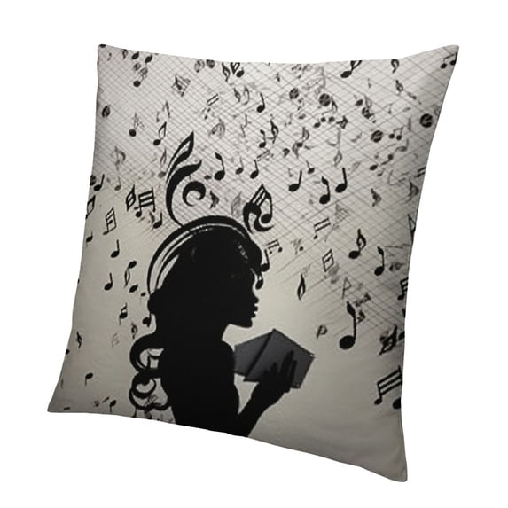 BANET Throw Pillow Cushion Cover, Flying Notes Abstract Design Disc Album Dancing Nightclub Print, Decorative Square Accent Pillow Cas 22x22in