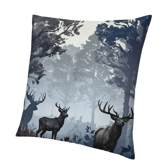 BANET Throw Pillow Cushion Cover, Forest Design Abstract Woods North American Wild Animals , Decorative Square Accent Pillow Case 12x12in