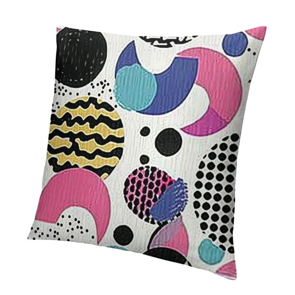 BANET Throw Pillow Cushion Cover, Geometric Pattern in with Round Half Moon Triangle Shapes , Decorative Square Accent Pillow Case White