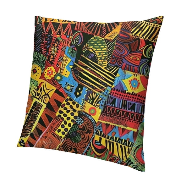 BANET Throw Pillow Cushion Cover, Grunge Collage with Motifs Traditional Art Ornate Geometric, Decorative Square Accent Pillow Case 24x24in