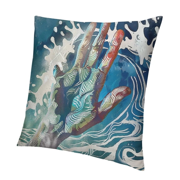 BANET Throw Pillow Cushion Cover, Life is a Catch It Inspirational Words Shaka Sign Cute Floral Sea Details Art, Decorative Square Accent Pillow Case 12x12in