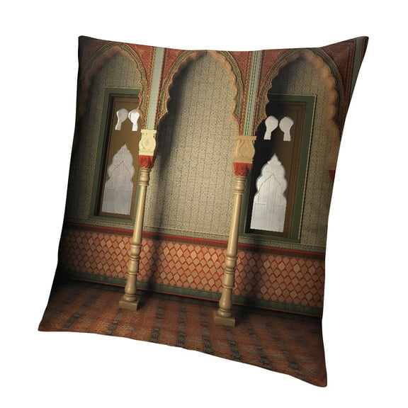 BANET Throw Pillow Cushion Cover, Middle Eastern al Style Vintage Art Design, Decorative Square Accent Pillow Case 18x18in
