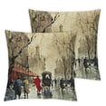 thumbnail image 1 of BANET Throw Pillow Cushion Cover Pack of 2, Couple in Love Walking in The City Streets in Rainy Day Dramatic , Zippered Double-Side Digital Print Decor, 12x12in, 1 of 7
