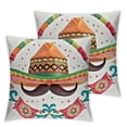 thumbnail image 1 of BANET Throw Pillow Cushion Cover Pack of 2, Festival Day Theme Elements as Traditional Hat and for Entertainment, Zippered Double-Side Digital Print Decor, Green Orange 12x12in, 1 of 7