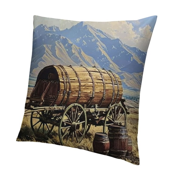 BANET Throw Pillow Cushion Cover, Photo of Old Nostalgic American Cart Carriage in The Farm , Decorative Square Accent Pillow Case 12x12in