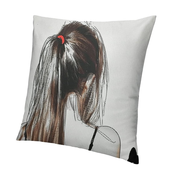 BANET Throw Pillow Cushion Cover, Sketch of a Girl on Beach Holiday on Sand Sunbathing, Decorative Square Accent Pillow Case 18x18in