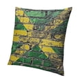 thumbnail image 1 of BANET Throw Pillow Cushion Cover, on The Wall Illustration with Chalk Effect Old Bricks Grunge Design , Decorative Square Accent Pillow Case, Pale Rainbow 18x18in, 1 of 5