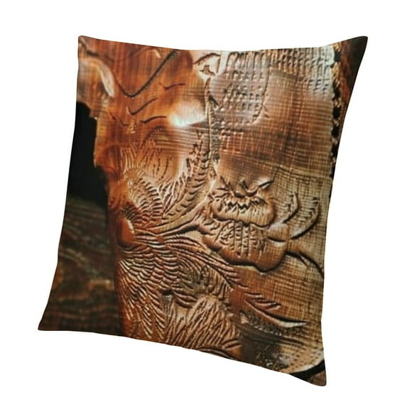 BANET Throw Pillow Cushion Cover, Traditional Style Saddle Wood Ranch Barn Image, Decorative Square Accent Pillow Case 22x22in
