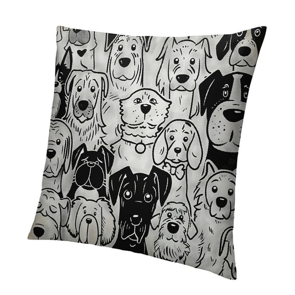 BANET Throw Pillow , Group of Dogs and Animals Fun Happy Beings Inspired Design, Decorative Square Accent Pillow Case 22x22in
