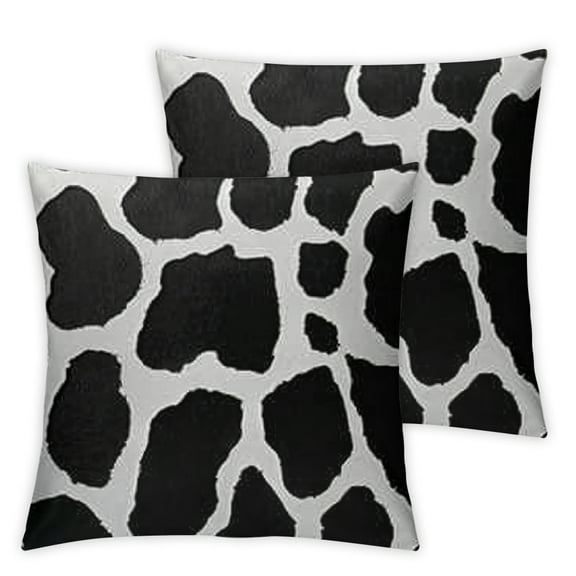 BANET Throw Pillows Black and White Cow Spot Seamless Pattern for Couch Bed ,Square Decorative Cushion Pillows Cover for Women Men Boy Girl Pack of 2 22x22in