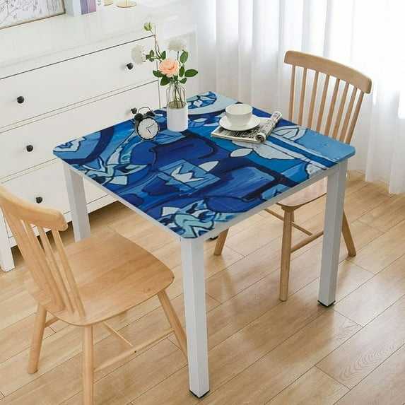 BANET Tile Bordered Tabletop for Spring Summer Decorations, Picnics and Dinner Parties - Indoor Outdoor, Stain and Water Resistant, Tablecloth 52*52