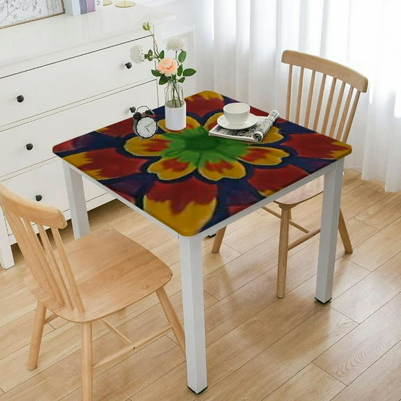 BANET Traditional Talavera Mexican Square with Table Cover - Waterproof Spill Proof Wrinkle Free for Camping Picnic,Dinner Square white