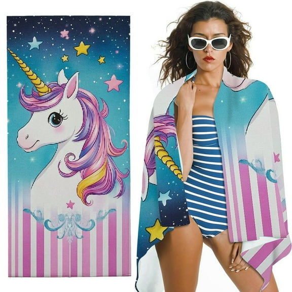 BANET  Unicorn Beach Towel for Girls Quick Dry Lightweight Kids Towels - Perfect for Beach Pool Swim Bath Travel Picnic Camping 30x60in