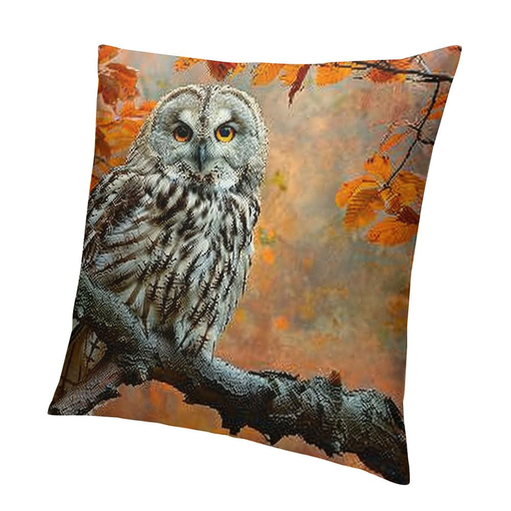 Ural Owl Throw Pillow Covers,Ural Owl Sitting On Tree Branch with