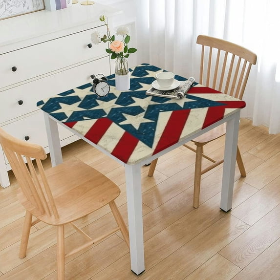 BANET Usa American Flag Rectangle Table Cloth Cover Fabric Rectangle Tablecloth Home Dining Room Kitchen white
