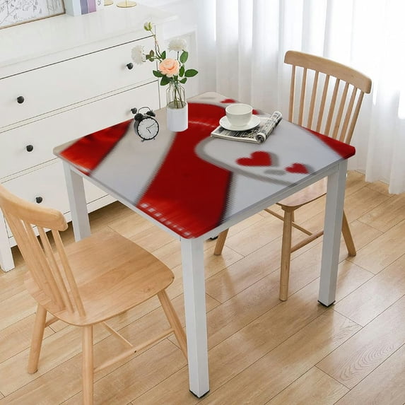 BANET Valentines Day Decor Tablecloth Waterproof Polyester Table Cover Decor for Square Table,Home,Dining,Outdoor,Party,Oil Proof white