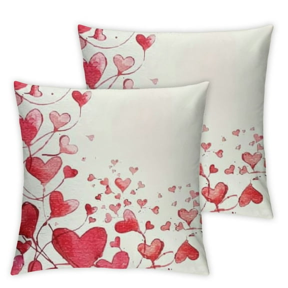 BANET Valentines Day Pillow Covers Pink Love Heart Throw Pillow Covers Set of 2 Spring Farmhouse Pink And White Pillowcases Cushion Covers For Couch Bedroom Sofa Chair Car Home Decor 12x12in