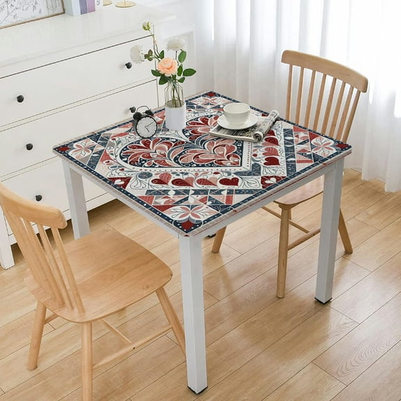 BANET Valentines Day Table Runner Love Heart Table Runners Cotton Linen Non-Slip Burlap Rectangle Tablecloths Decor for Valentines Day Wedding Party White