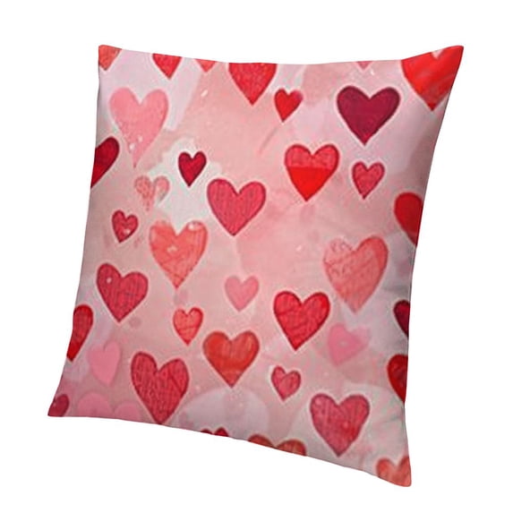 BANET Valentines Day Throw Pillow Cases- Pink Red Hearts Decorative Home Decor Square Pillowcases for Girlfriend Gift 20x20in