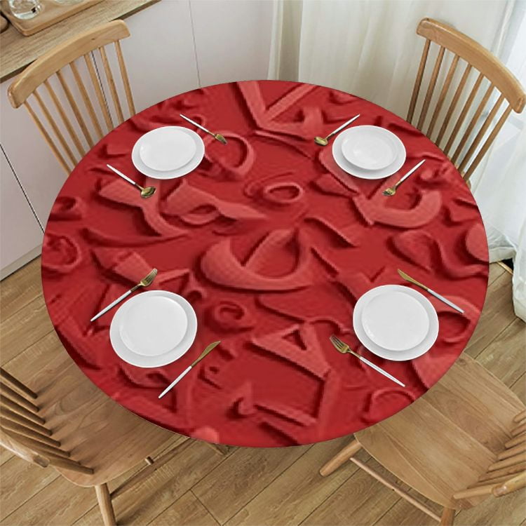 BANET Valentines Love Table Cloth Waterproof Round Tablecloth Washable ...
