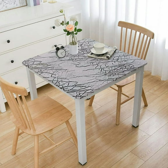 BANET Velvet Tablecloths for Rectangle Tables Silver Branch Print Hem Stitch Dining Table Cover | Decorative Washable Rectangle Tablecloth for Kitchen, Dinning, Party white