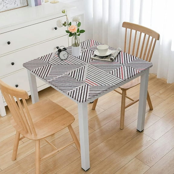 BANET Velvet Tablecloths for Rectangle Tables Silver Geometric Print Hem Stitch Dining Table Cover | Decorative Washable Rectangle Tablecloth for Kitchen, Dinning, Party White