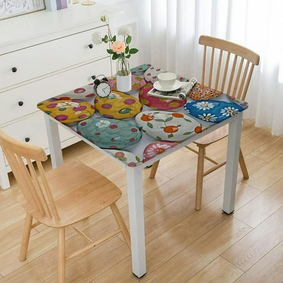 BANET Vinyl Flannel Backed Tablecloth, Cheerful Spring Easy Care Vinyl Tablecloth with Flannel Backing, Square 40*40