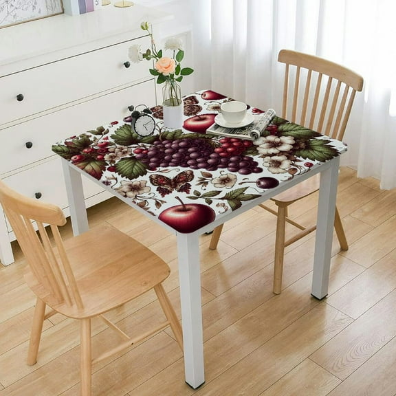 BANET Vinyl Tablecloth Flannel Back Table Cover (Rectangle) White
