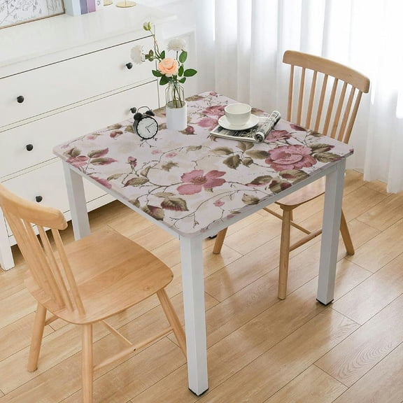 BANET Vinyl Tablecloth with Flannel Backing Oil-Proof PVC Table Cloth Stain-Resistant Wipeable Rectangle or Square Table Cover for Indoor and Outdoor white