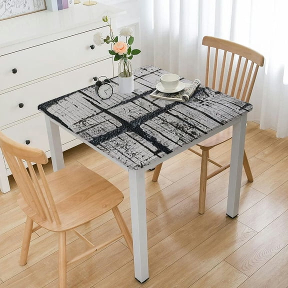 BANET  Washable Cotton Linen Vintage Wooden Grain Pattern Design Square Tablecloth Dinner Picnic Table Cloth Home Decoration Assorted  white