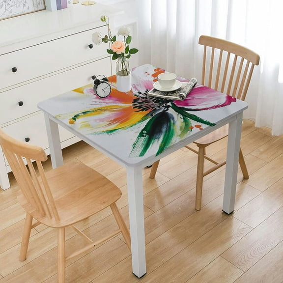 BANET Watercolor Flower Tablecloth, Opened Out Asiatic Oriental Lily Florets Work of Art Print, Dining Room Kitchen Rectangular Table Cover White