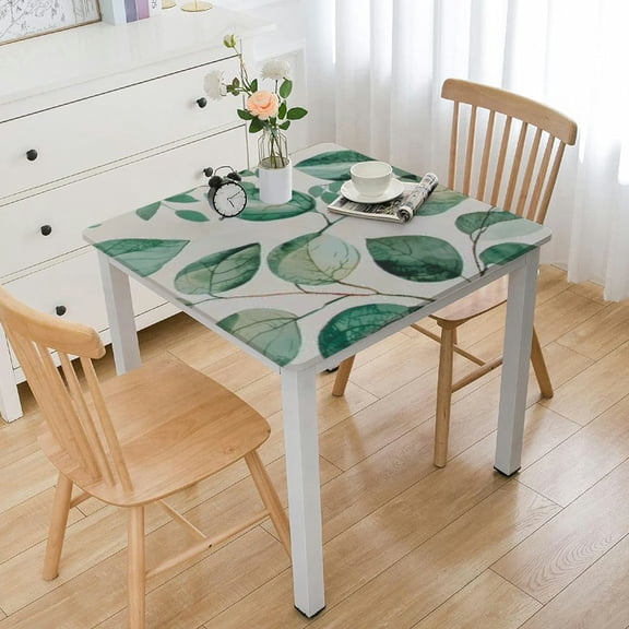 BANET Watercolor Leaves Tablecloth Square, Durable Table Cover for Kitchen Dining Room, Holiday Tablecloth for Party Dinner white