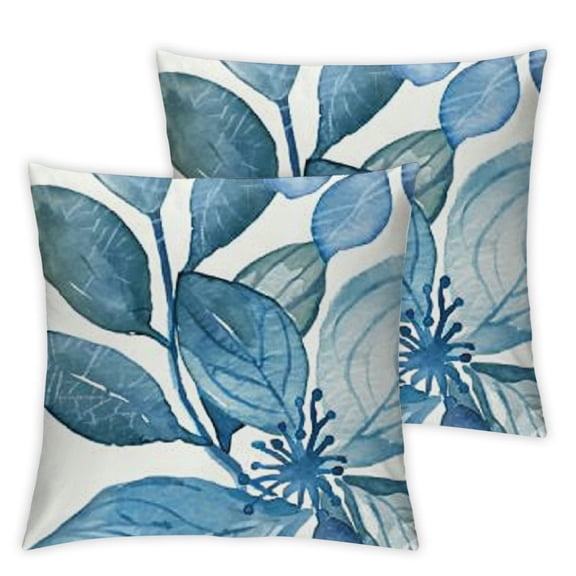 BANET Watercolor Leaves Throw Pillow Covers, Decorative Pillow Covers Digital Printing Blended Fabric for Couch Sofa Bed Invisible Zipper 12x12in