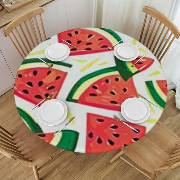 BANET Watermelon Tablecloth Summer Fruit Round Table Cloths Circular Table Cover Washable Polyester Tabletop for Dining Kitchen Picnic Camping Party Decor 31"-35