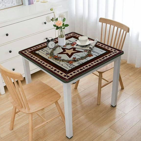 BANET Waterproof Tablecloths Rectangle, Wheat Wreath Washable Polyester Fabric Table Cloth, Square Beige Black Lace Oil Proof Wipeable Table Cover for Kitchen, Outdoor White